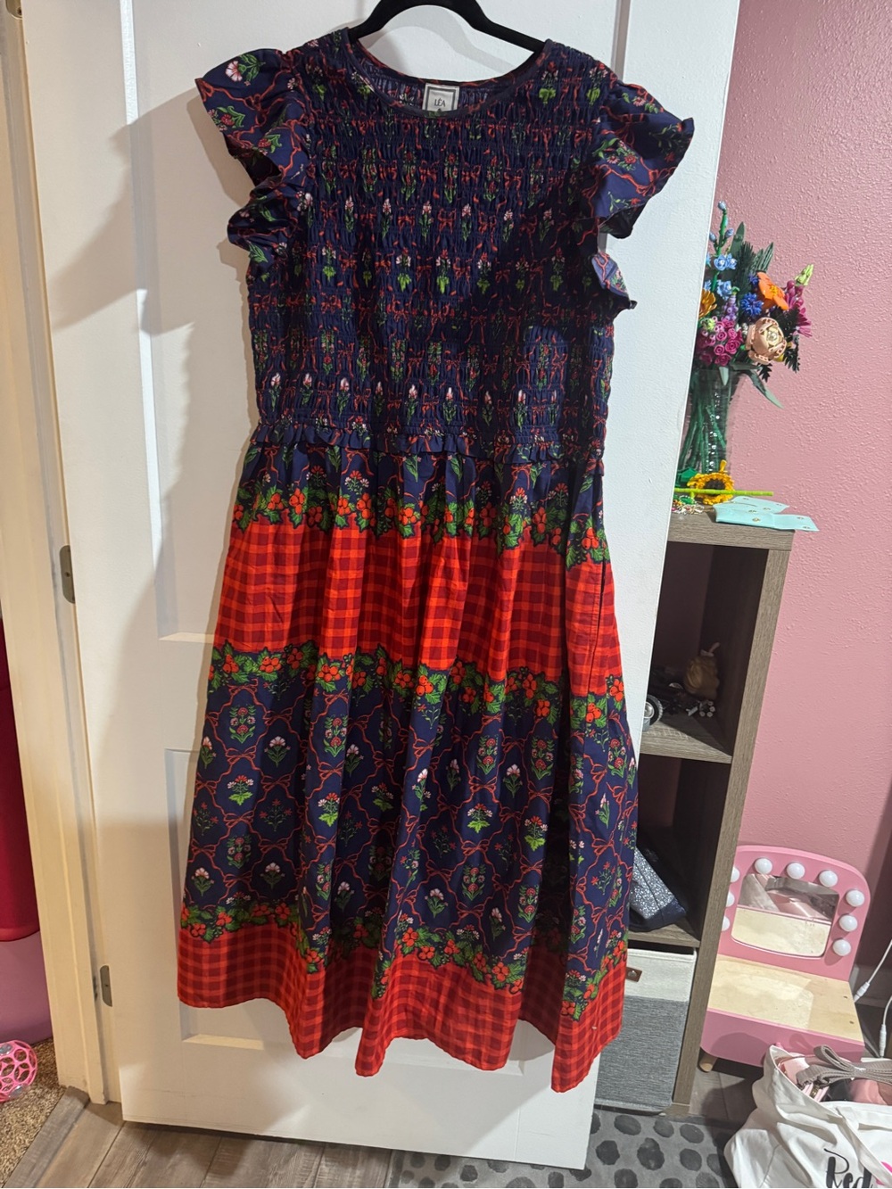 Strawberry Print Smocked Maxi Dress